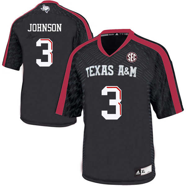 Men #3 Tyree Johnson Texas A&M Aggies College Football Jerseys Sale-Black